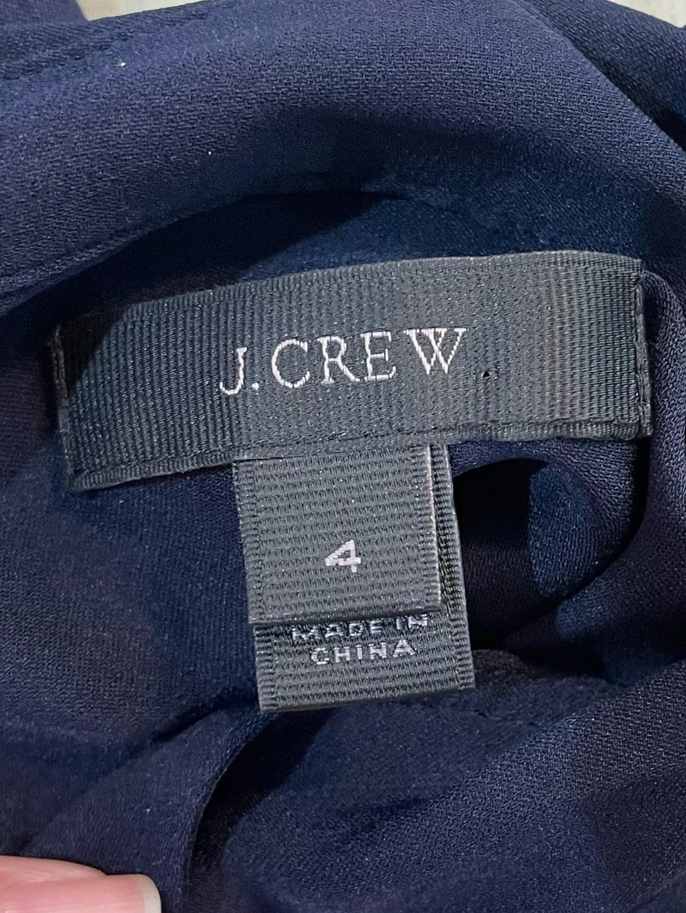 J.Crew long-sleeve ruffle-front tuxedo-style silk-blend blouse in navy blue - 4